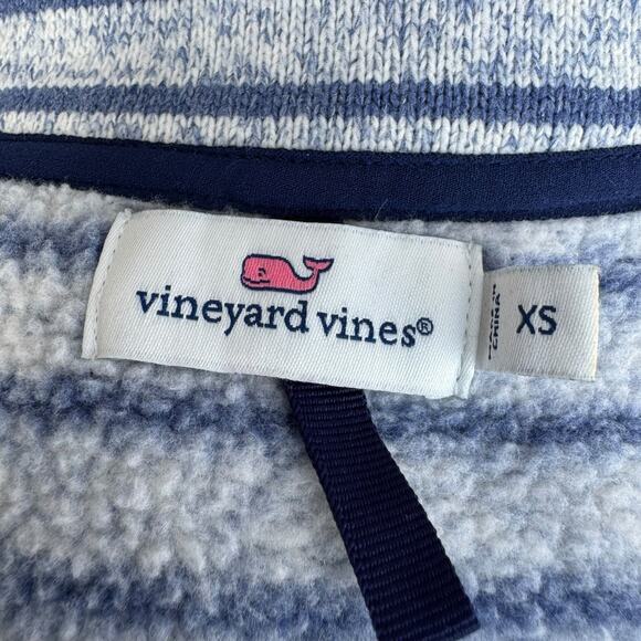 Vineyard Vines XS Vest Blue White Stripe Knit Zip Fleece Mock Neck Sweater - Picture 8 of 8